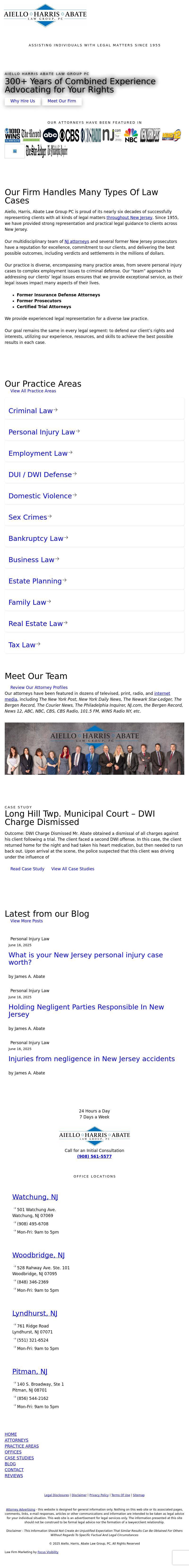Aiello, Harris, Marth, Tunnero, Pastor & Schiffman, PC Attorneys At Law - Watchung NJ Lawyers